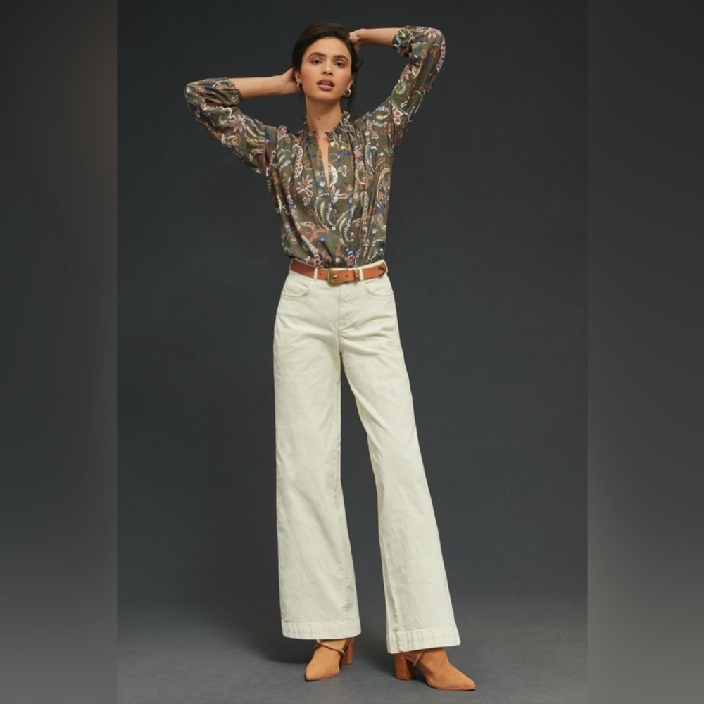 Anthropologie THE GWEN WIDE-LEG CORDUROY PANTS size 28